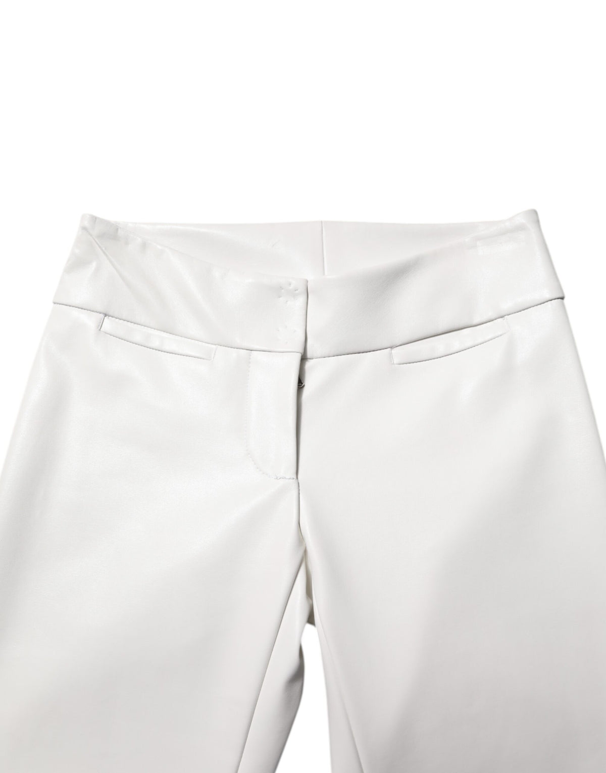 Dolce &amp; Gabbana – Weiße, hoch taillierte, konische Hose aus Polyurethan