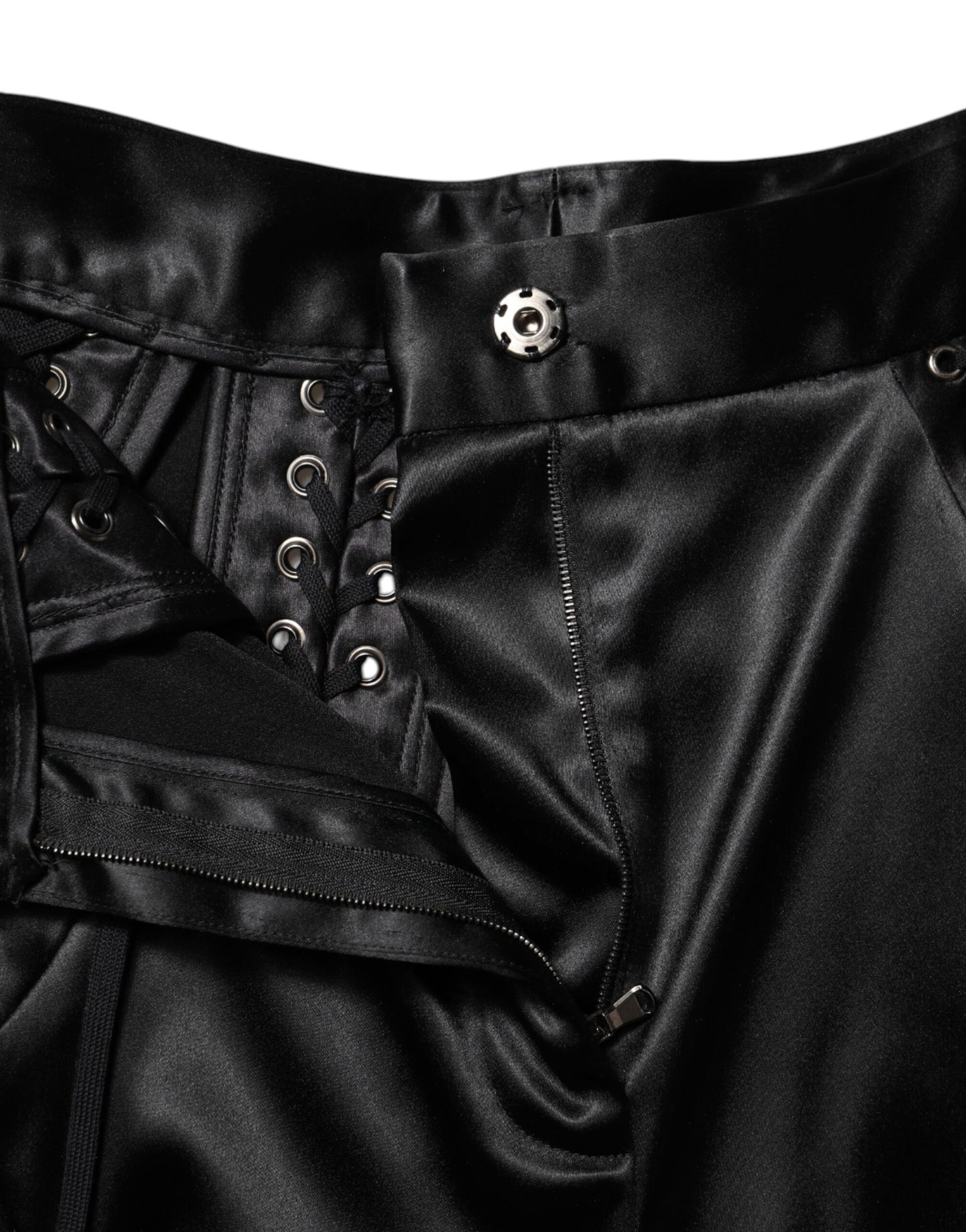 Dolce &amp; Gabbana – Schwarze Skinny-Hose mit Spitzendetails und hoher Taille