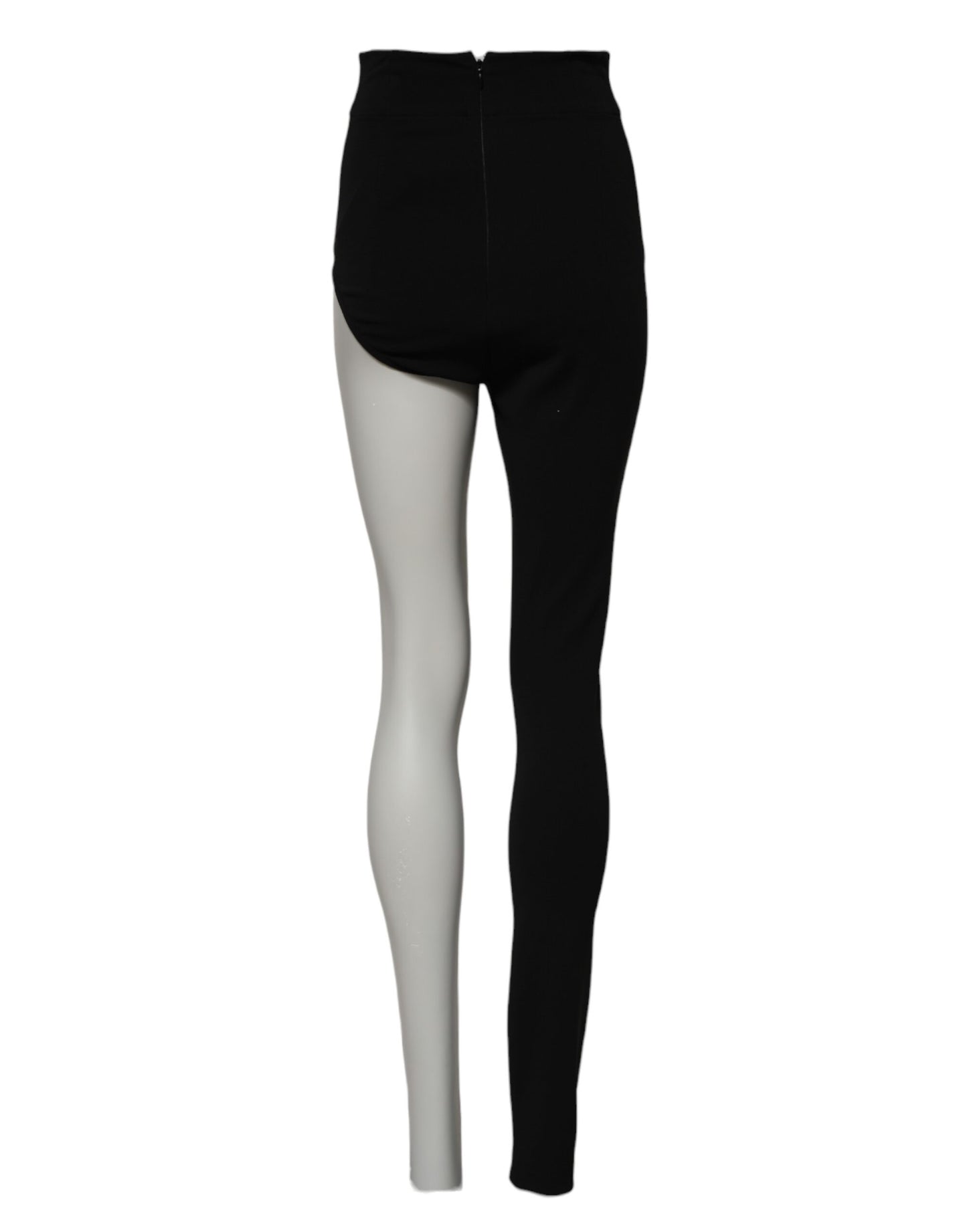 Dolce &amp; Gabbana – Schwarze, hoch taillierte Single-Leg-Hose aus Wolle