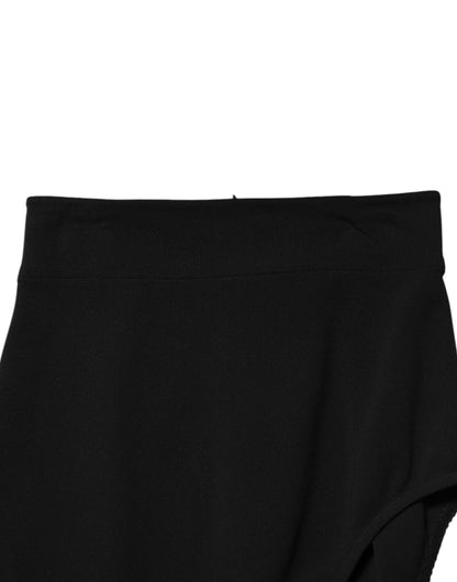 Dolce &amp; Gabbana – Schwarze, hoch taillierte Single-Leg-Hose aus Wolle