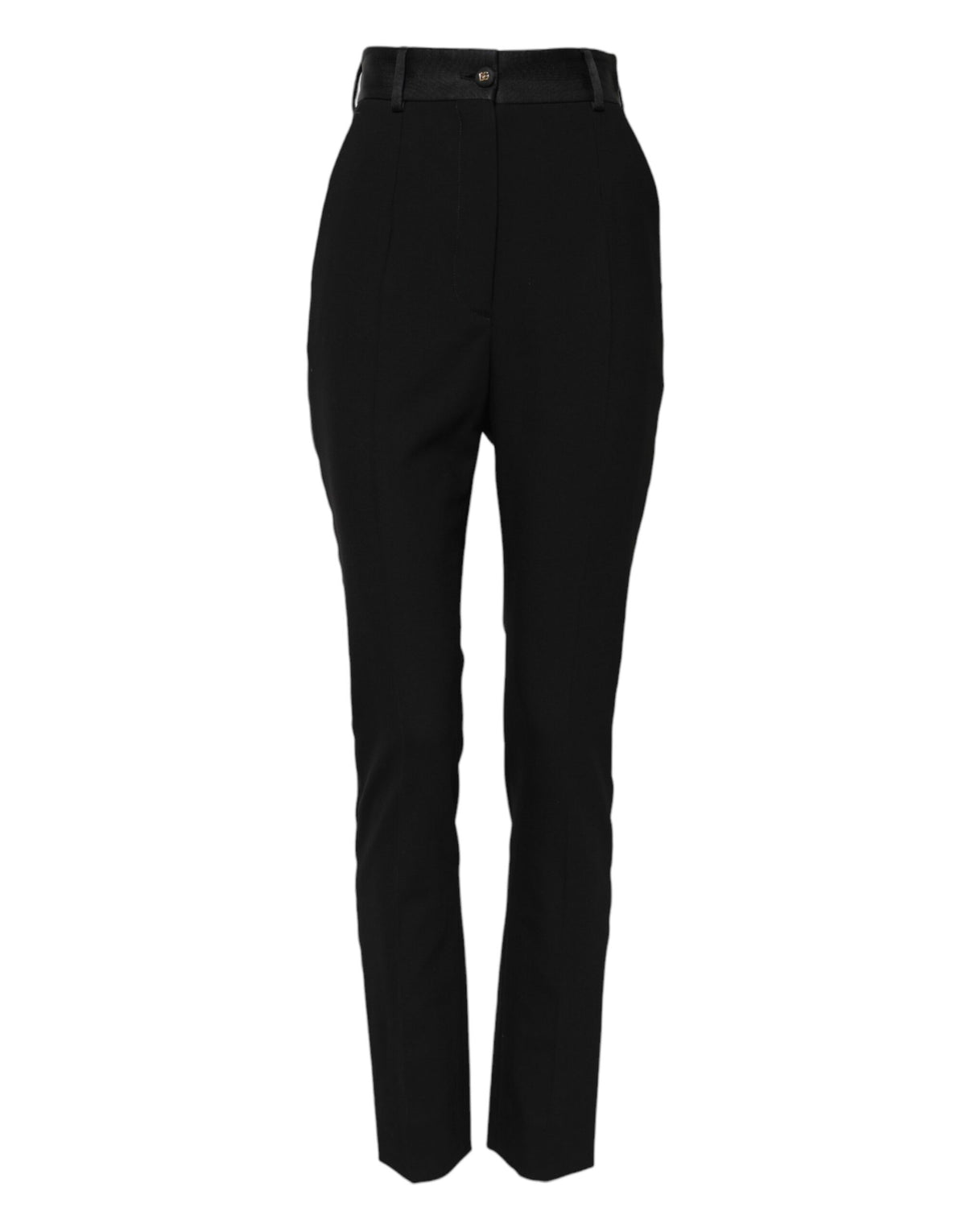 Dolce &amp; Gabbana Schwarze Skinny-Hose aus Wolle mit hoher Taille