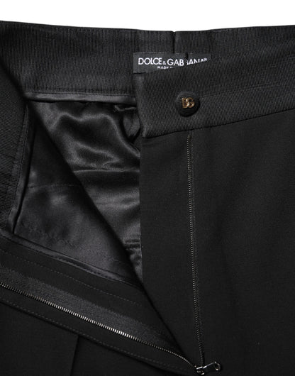 Dolce &amp; Gabbana Schwarze Skinny-Hose aus Wolle mit hoher Taille
