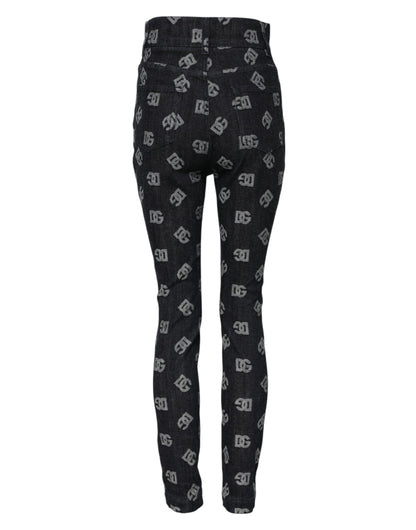 Dolce & Gabbana Black DG Logo High Waist Skinny Denim Jeans