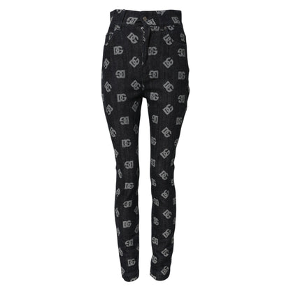 Dolce & Gabbana Black DG Logo High Waist Skinny Denim Jeans
