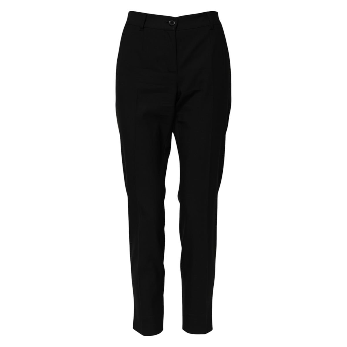 Dolce &amp; Gabbana – Schwarze, hoch taillierte Karottenhose aus Wolle