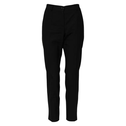 Dolce &amp; Gabbana – Schwarze, hoch taillierte Karottenhose aus Wolle