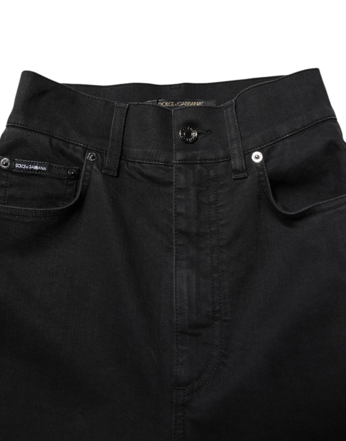 Dolce &amp; Gabbana – Schwarze Skinny-Jeans aus Baumwolle mit hoher Taille 