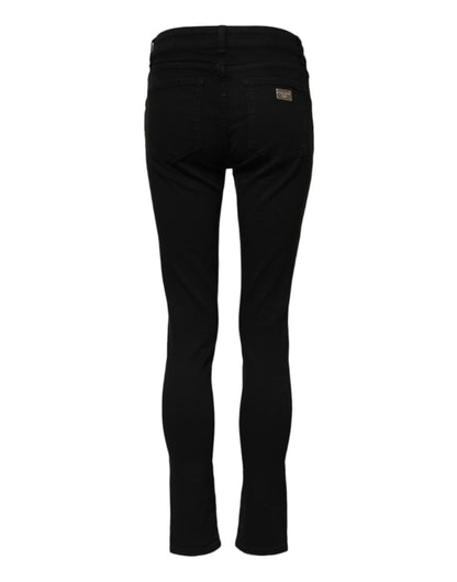 Dolce & Gabbana Black Cotton Skinny Mid Waist Denim Jeans