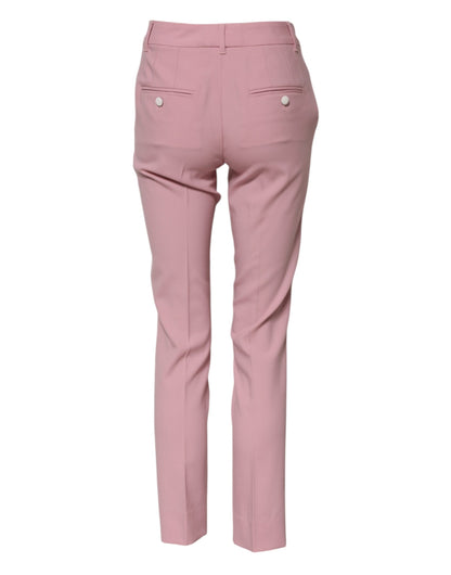 Dolce &amp; Gabbana – Karottenhose aus rosa Wolle mit hoher Taille