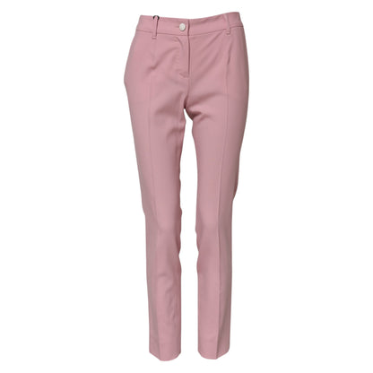 Dolce &amp; Gabbana – Karottenhose aus rosa Wolle mit hoher Taille