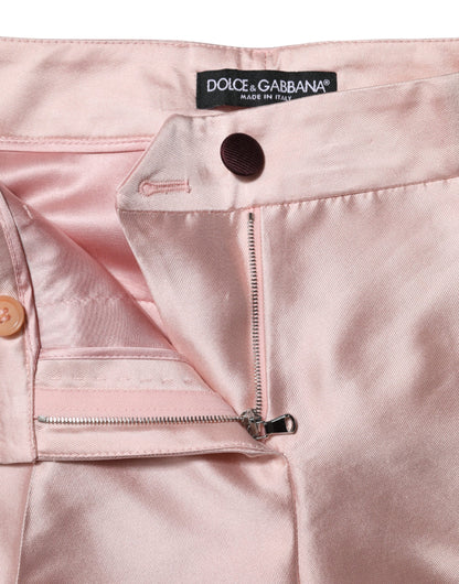 Dolce &amp; Gabbana – Hoch taillierte Karottenhose aus rosa Satin