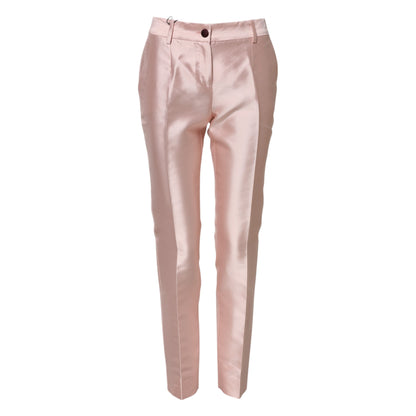 Dolce &amp; Gabbana – Hoch taillierte Karottenhose aus rosa Satin