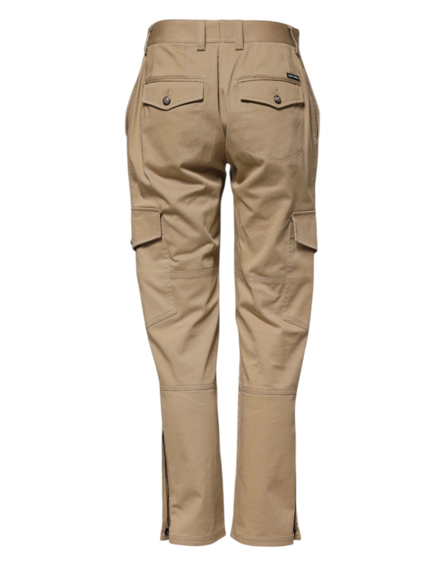 Dolce & Gabbana Beige Mid Waist Cargo Tapered Pants