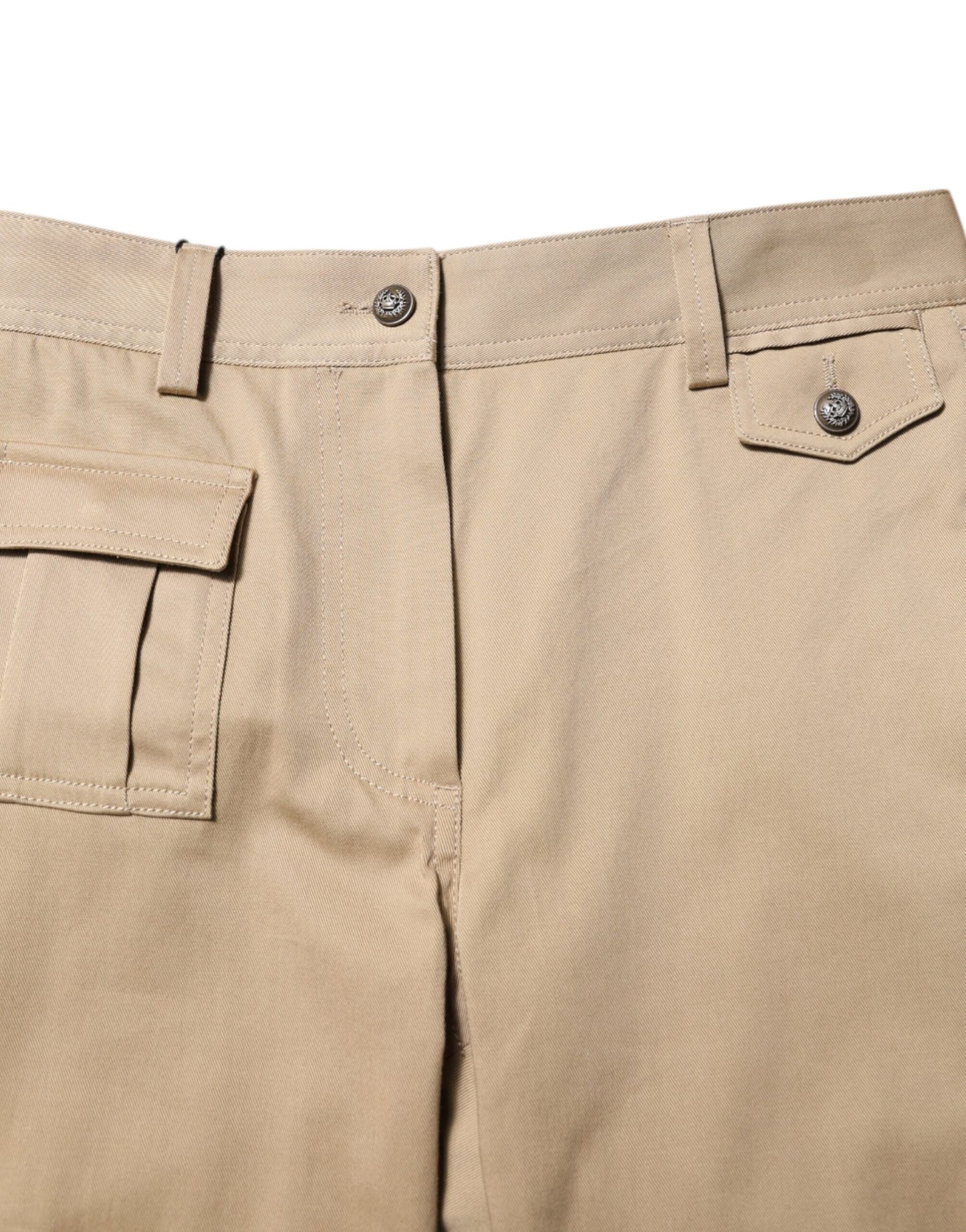 Dolce & Gabbana Beige Mid Waist Cargo Tapered Pants