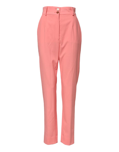 Dolce &amp; Gabbana – Schmal zulaufende Anzughose in Rosa mit hoher Taille