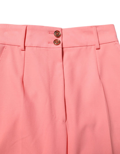 Dolce &amp; Gabbana – Schmal zulaufende Anzughose in Rosa mit hoher Taille