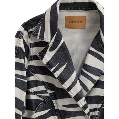 Retrofête Schwarz-weißer Baumwollblazer