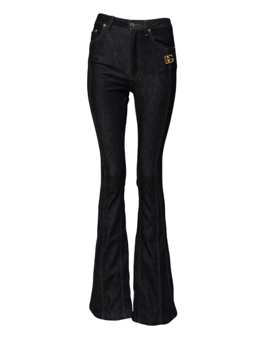 Dolce &amp; Gabbana – Schwarze Bootcut-Jeans aus Baumwolle mit mittlerer Taille 