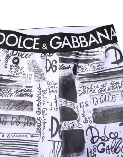 Dolce &amp; Gabbana – Enge Leggings mit hoher Taille und Grafik in Weiß