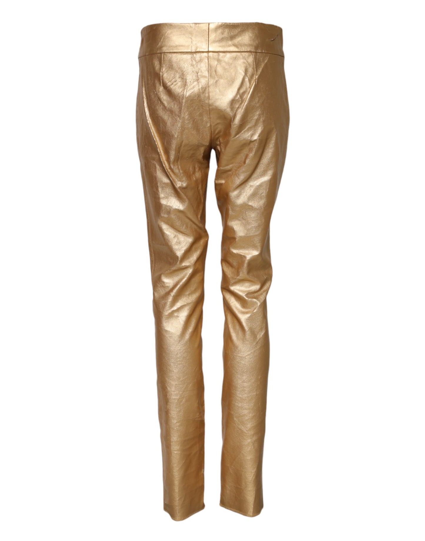 Dolce &amp; Gabbana – Enge Hose in Metallic-Gold mit hoher Taille 