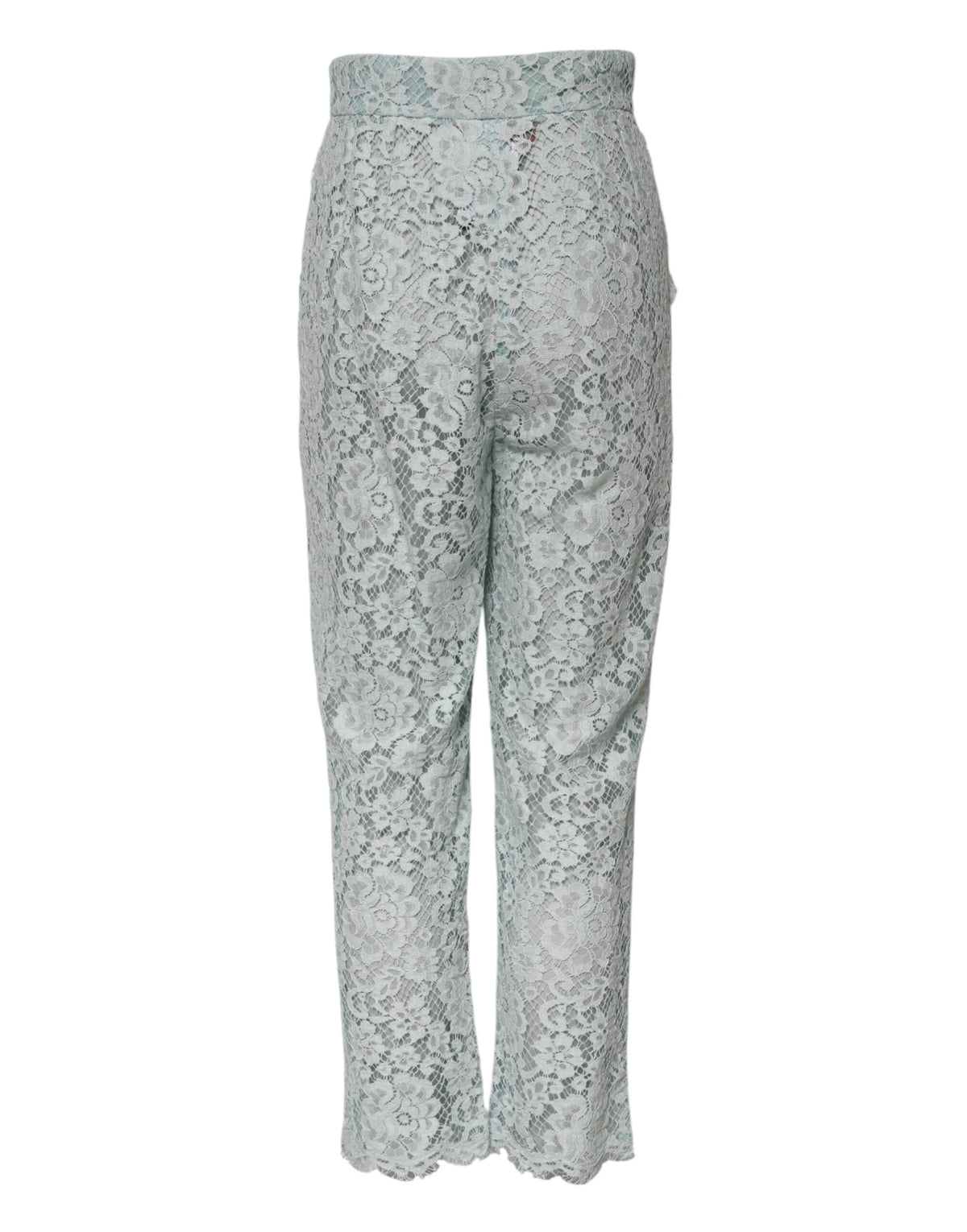 Dolce &amp; Gabbana Mintgrüne Baumwollhose mit Blumenspitze 