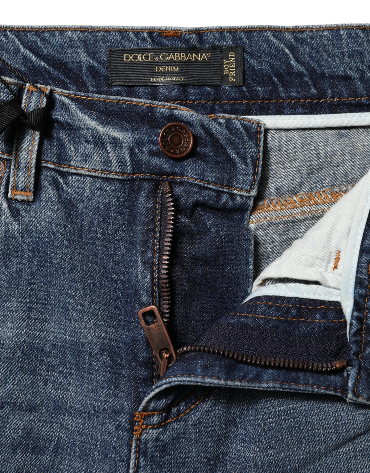 Dolce &amp; Gabbana – Blaue, zerfetzte Jeans aus Baumwolle mit mittlerer Taille 