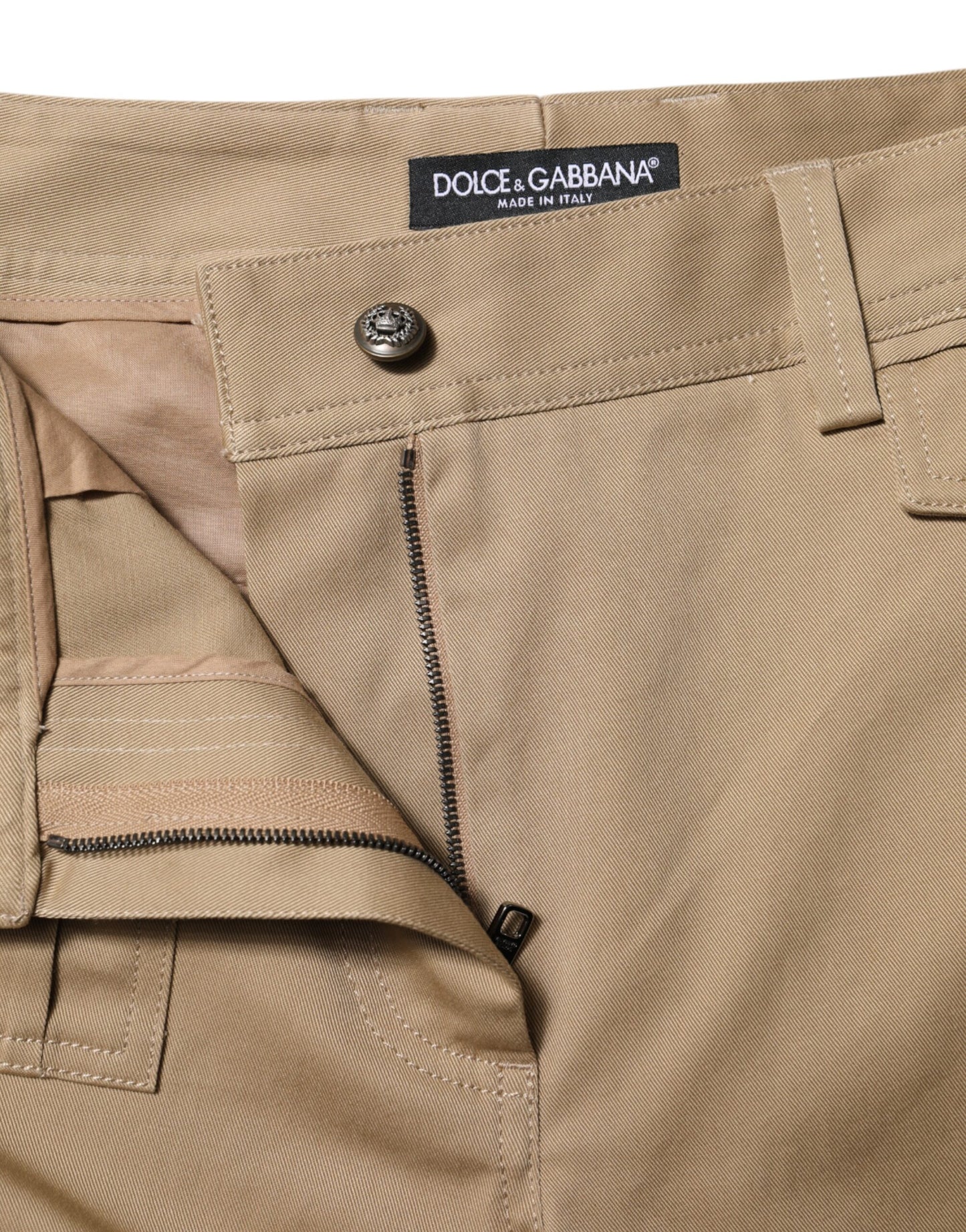 Dolce &amp; Gabbana – Beige Cargo-Schmal zulaufende Hose mit mittlerer Taille 