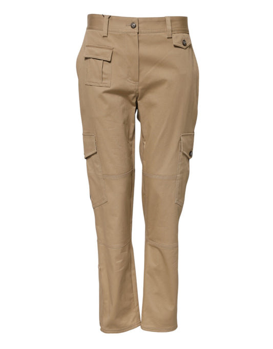 Dolce &amp; Gabbana – Beige Cargo-Schmal zulaufende Hose mit mittlerer Taille 