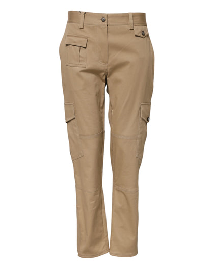 Dolce &amp; Gabbana – Beige Cargo-Schmal zulaufende Hose mit mittlerer Taille 