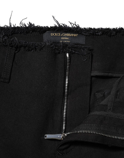Dolce &amp; Gabbana – Schwarze Schlagjeans aus Baumwolle mit mittlerer Taille 