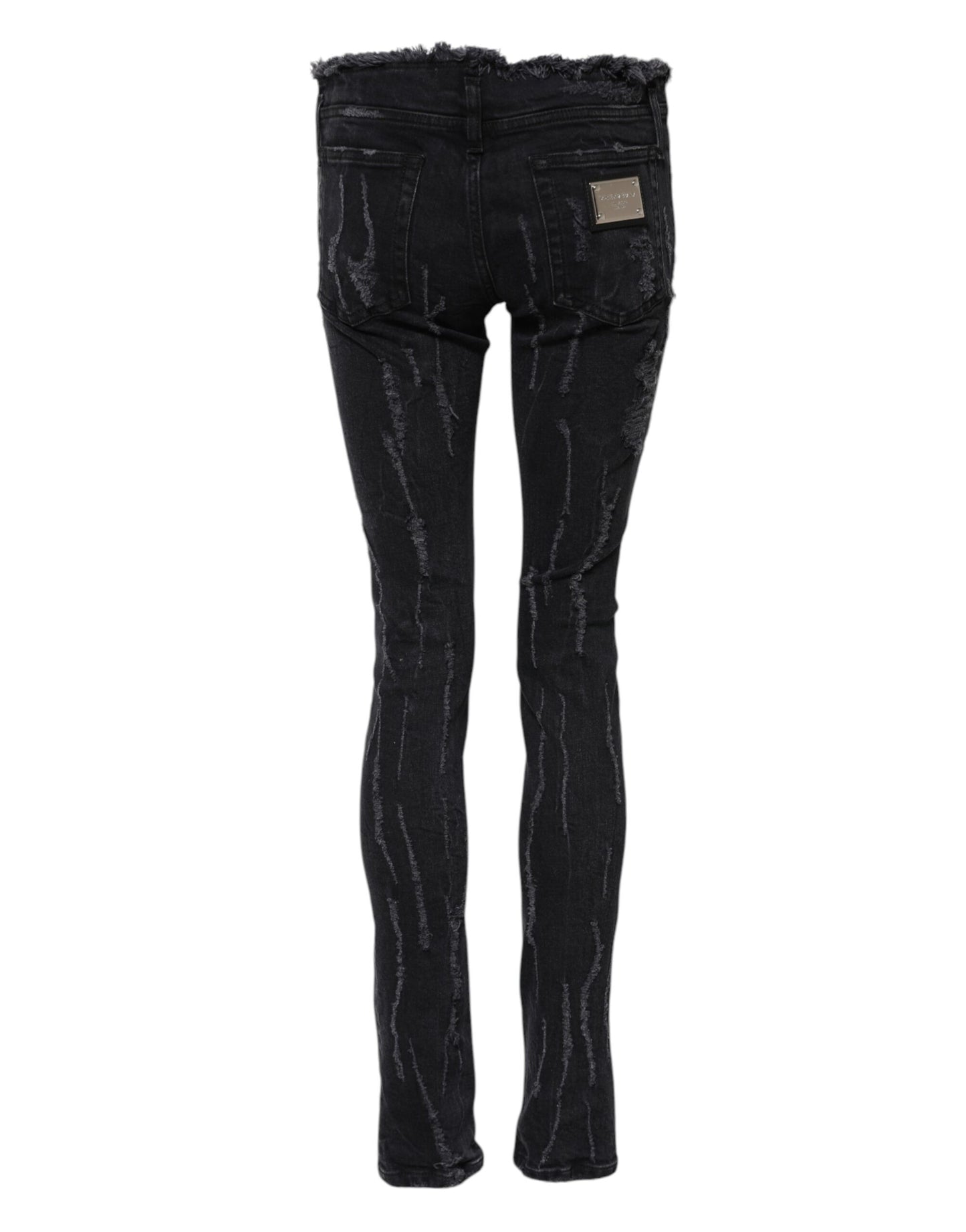 Dolce &amp; Gabbana – Schwarze Skinny-Jeans aus zerfetzter Baumwolle 