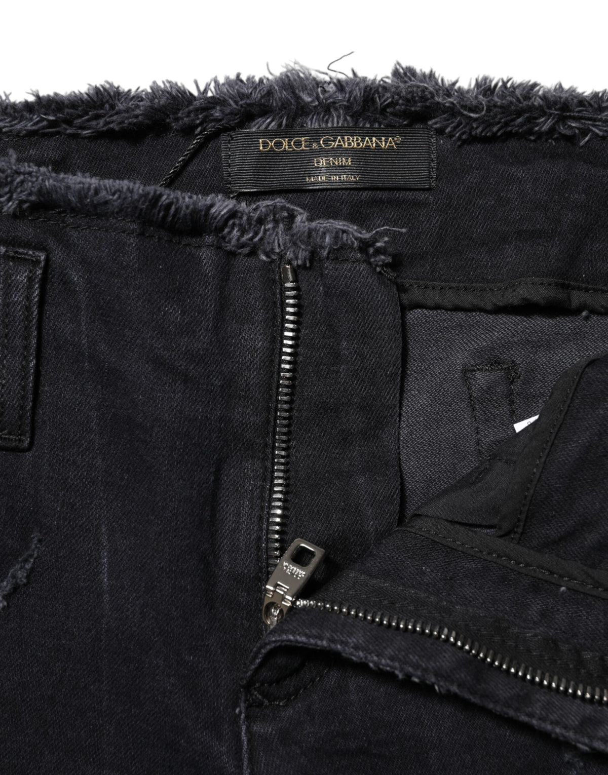 Dolce &amp; Gabbana – Schwarze Skinny-Jeans aus zerfetzter Baumwolle 
