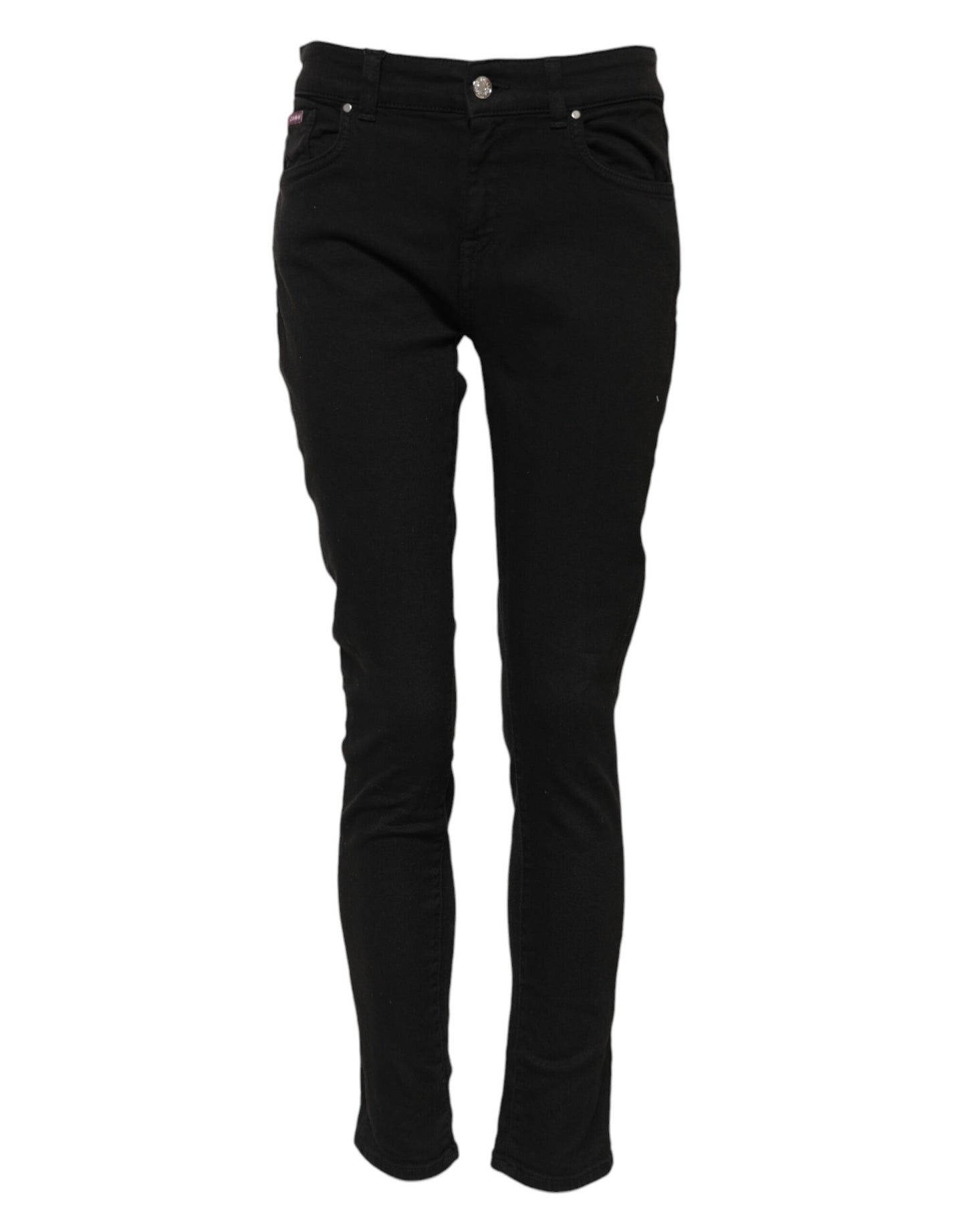 Dolce &amp; Gabbana – Schwarze Skinny-Jeans aus Baumwoll-Denim mit Logo und mittlerer Taille 