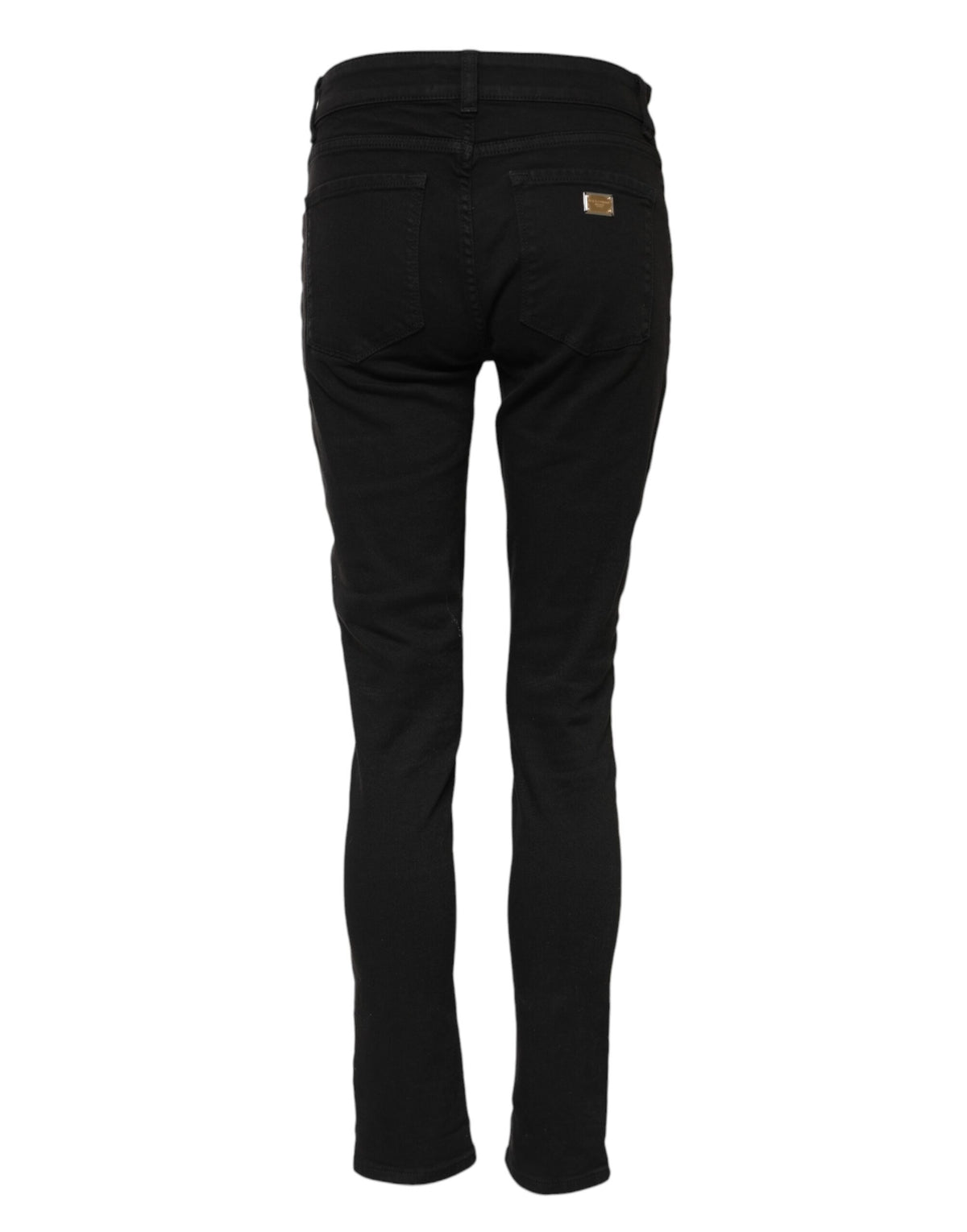Dolce &amp; Gabbana – Schwarze Skinny-Jeans aus Baumwoll-Denim mit Logo und mittlerer Taille 