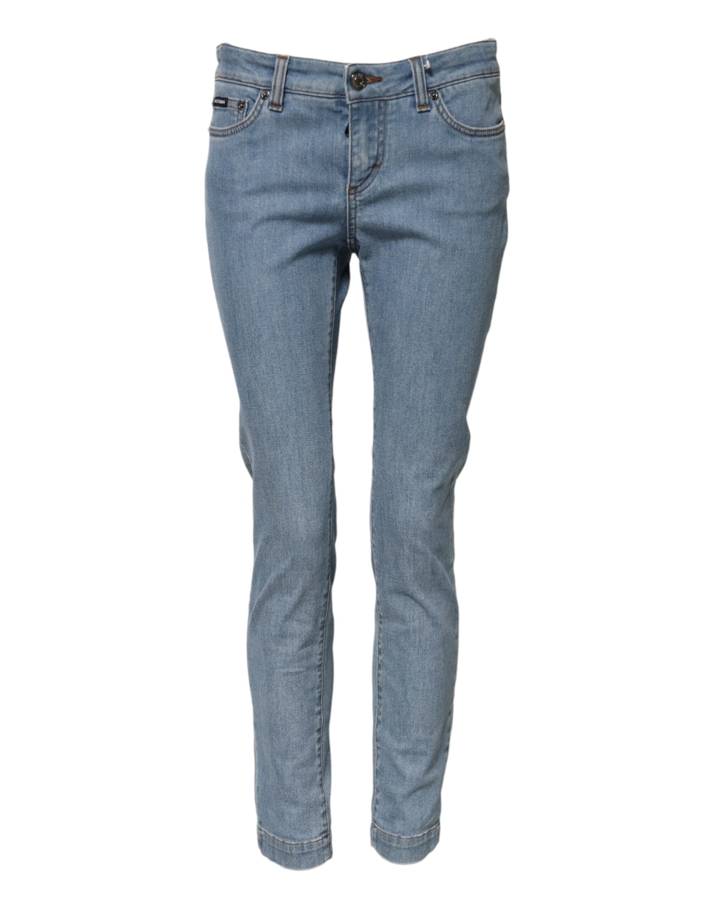 Dolce &amp; Gabbana – PRETTY – Skinny-Jeans aus Baumwolle mit mittlerer Taille in Blau 