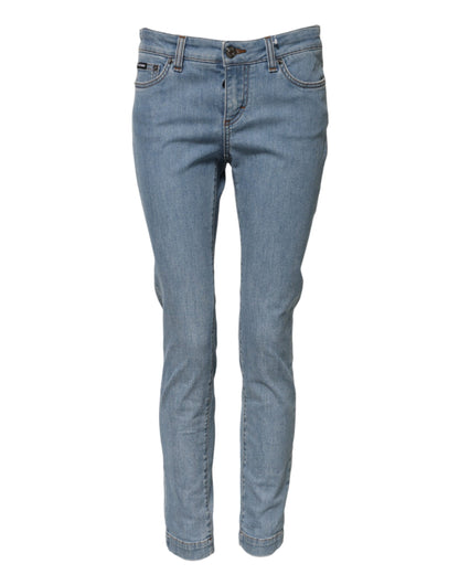 Dolce &amp; Gabbana – PRETTY – Skinny-Jeans aus Baumwolle mit mittlerer Taille in Blau 