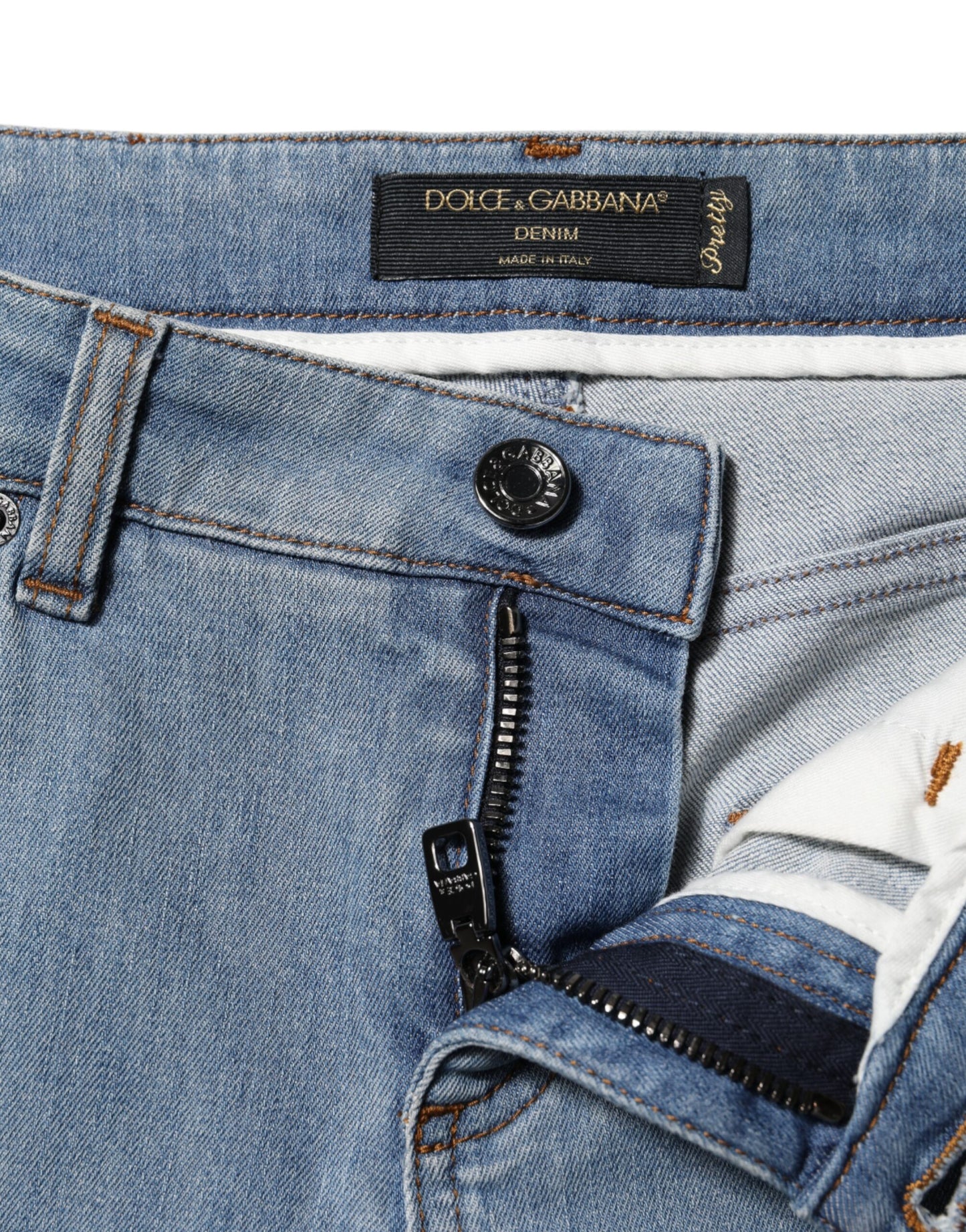 Dolce &amp; Gabbana – PRETTY – Skinny-Jeans aus Baumwolle mit mittlerer Taille in Blau 