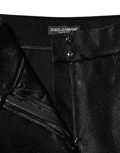 Dolce & Gabbana Black Cotton Stretch Lurex Thread Skinny Pants