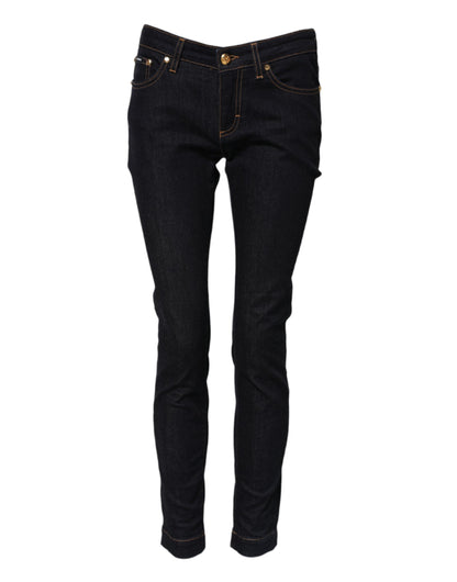 Dolce &amp; Gabbana – Blaue PRETTY Skinny-Jeans aus Baumwolle mit niedriger Taille 