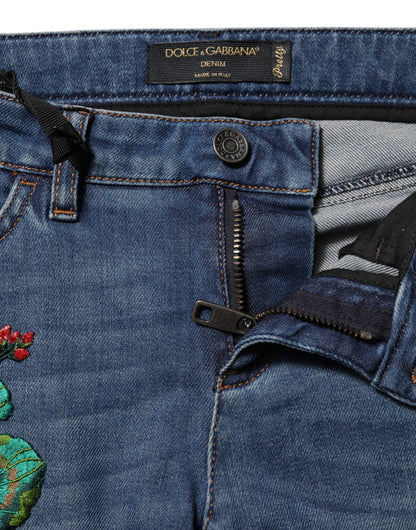 بنطلون جينز ضيق منخفض الخصر من دولتشي آند غابانا، أزرق من القطن 