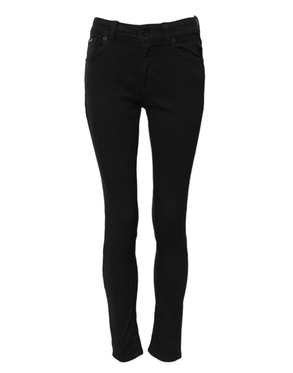 Dolce & Gabbana Black Cotton Skinny Mid Waist Denim Jeans