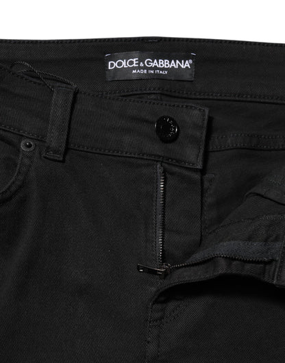 Dolce & Gabbana Black Cotton Skinny Mid Waist Denim Jeans
