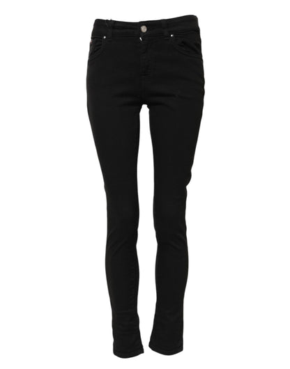 Dolce & Gabbana Black Cotton Skinny Mid Waist Denim Jeans