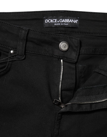 Dolce & Gabbana Black Cotton Skinny Mid Waist Denim Jeans