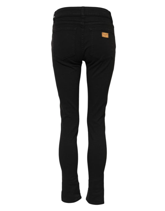 Dolce & Gabbana Black Cotton Skinny Mid Waist Denim Jeans
