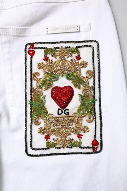 Dolce &amp; Gabbana – GRACE – Enge Jeans aus Denim mit mittlerer Taille in Weiß 