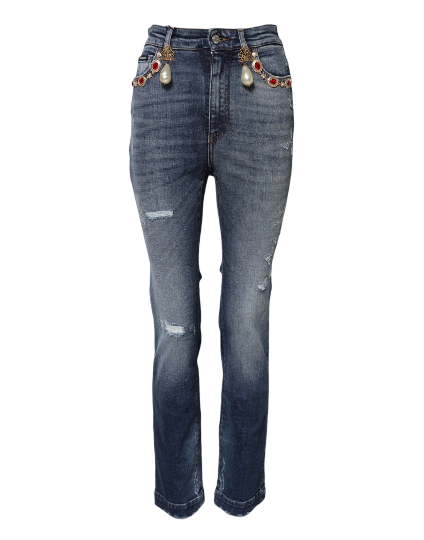 Dolce &amp; Gabbana – Blaue Jeans mit Strassverzierung 