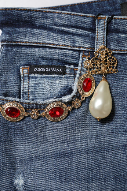Dolce &amp; Gabbana – Blaue Jeans mit Strassverzierung 