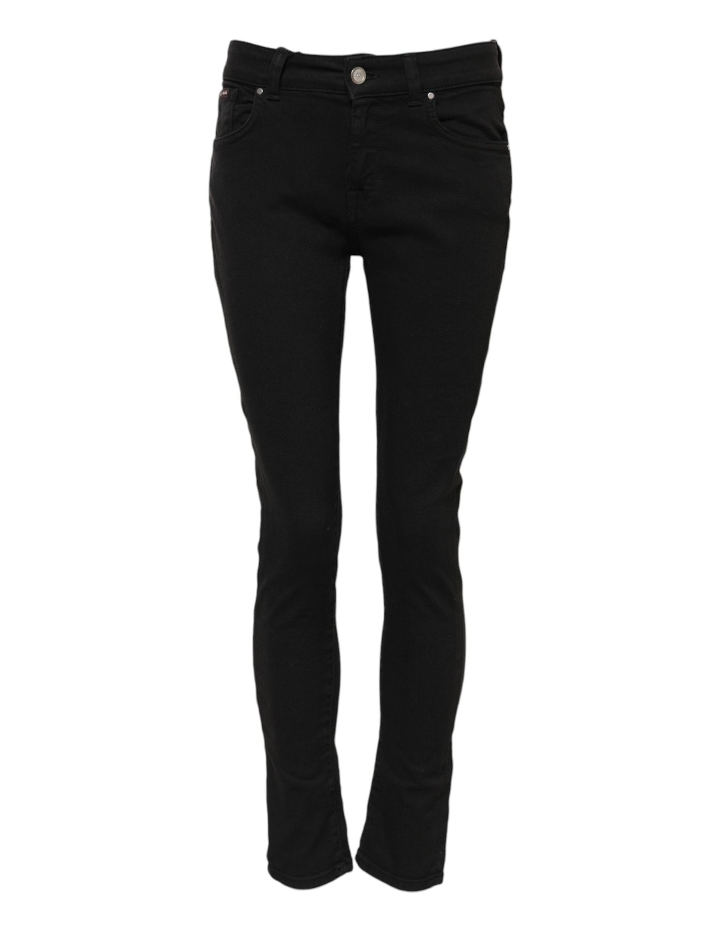 Dolce &amp; Gabbana – Schwarze Skinny-Jeans aus Baumwoll-Denim mit Logo und mittlerer Taille 