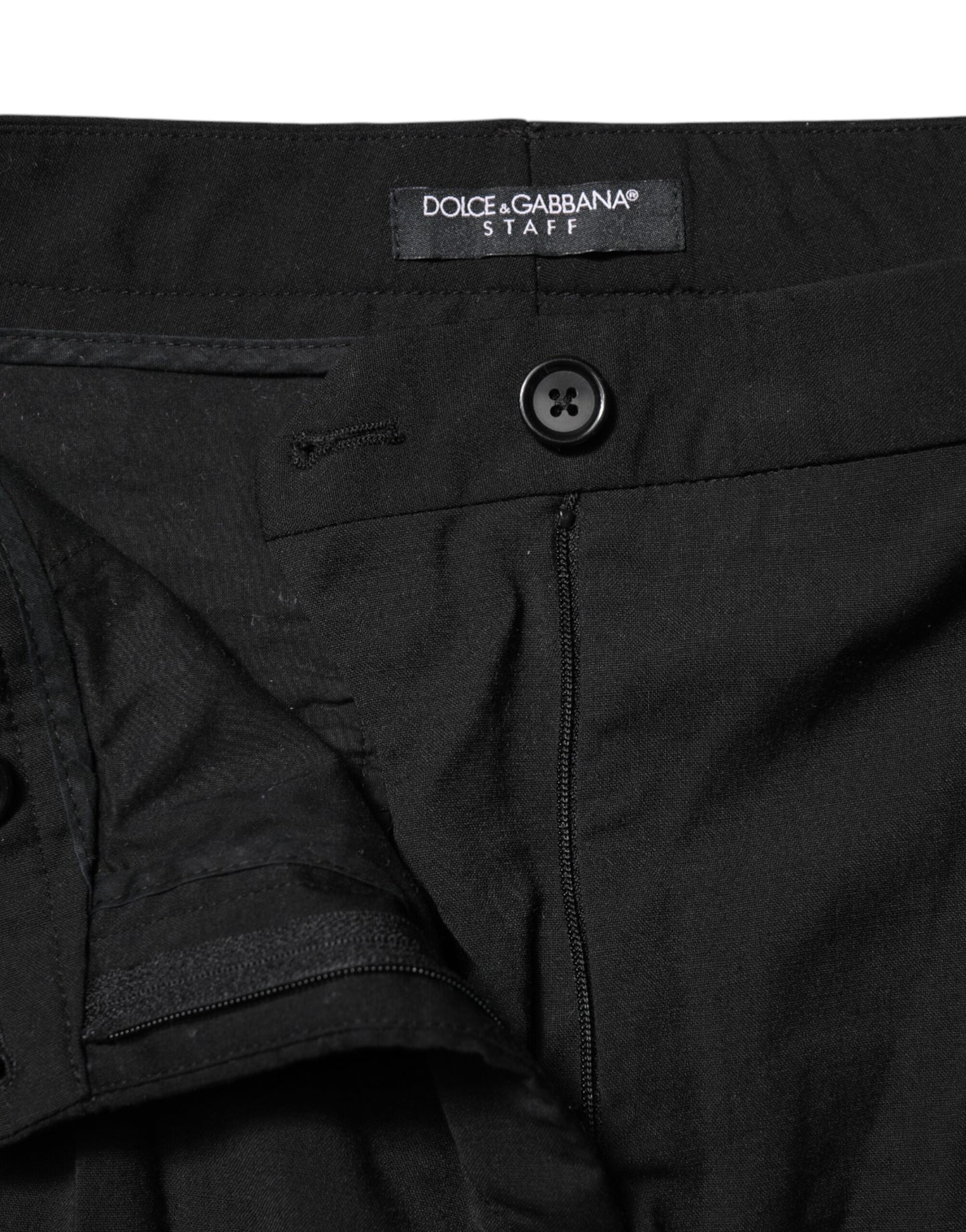 Dolce &amp; Gabbana – Schwarze, schmal zulaufende STAFF-Hose mit mittlerer Taille 